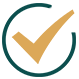 A gold check mark inside a partial dark green circle on a light background.